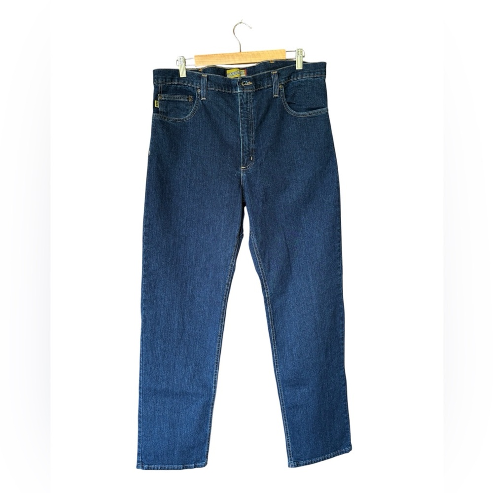 Title:Diamond Gusset Men's 38x33 Dark Wash Straight Leg‎ Jeans USA Made